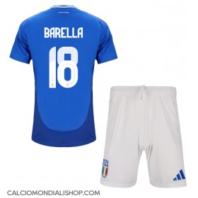 Maglie da calcio Italia Nicolo Barella #18 Prima Maglia Bambino Europei 2024 Manica Corta (+ Pantaloni corti)